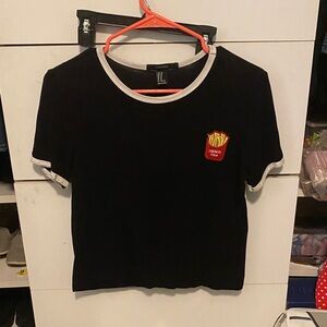 Forever 21 Black Tee with Fun Patch